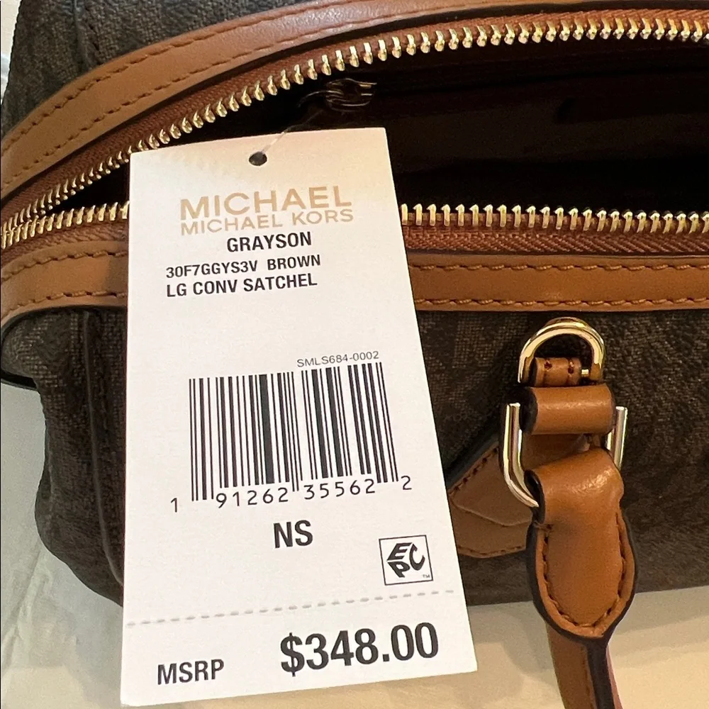 Michael Kors Dark Brown Monogram Satchel - Picture 4 of 4